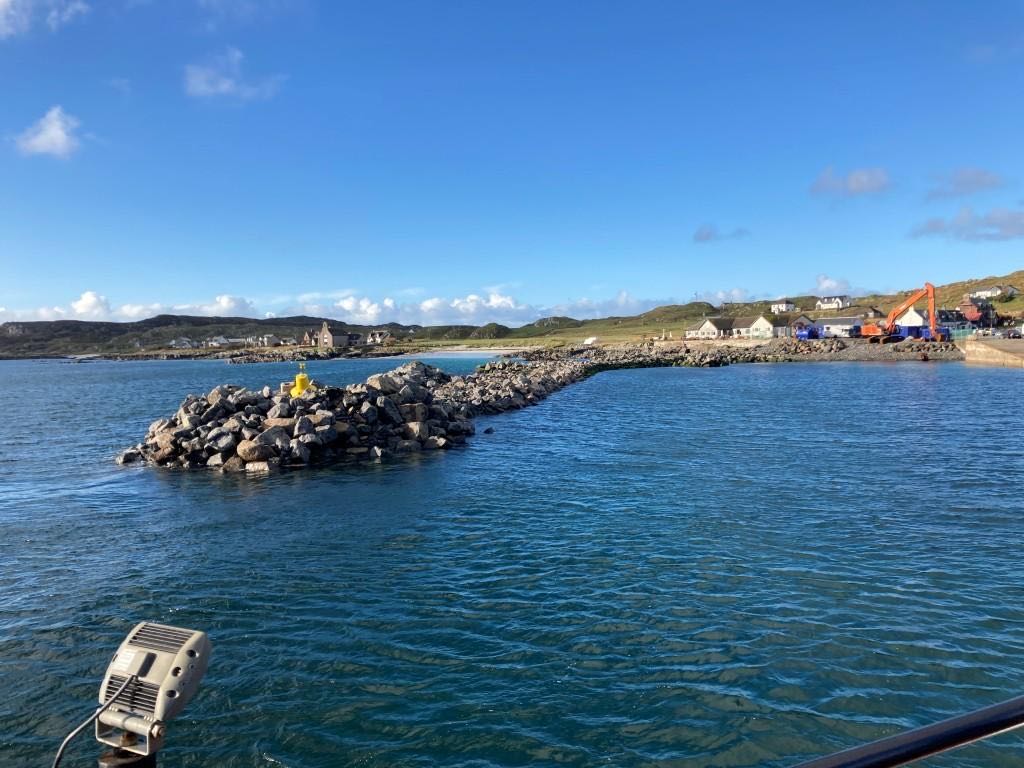 New rock breakwater at the ferry terminal