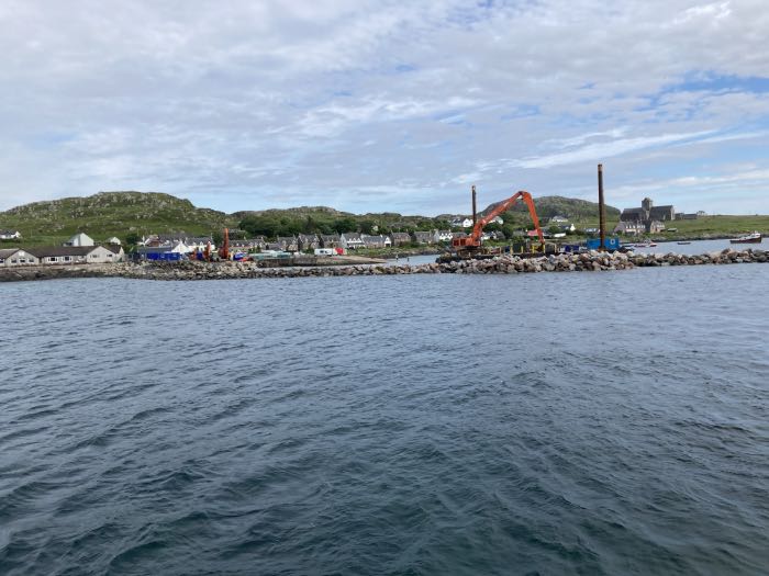 Marine plant working on the terminal upgrade from the water