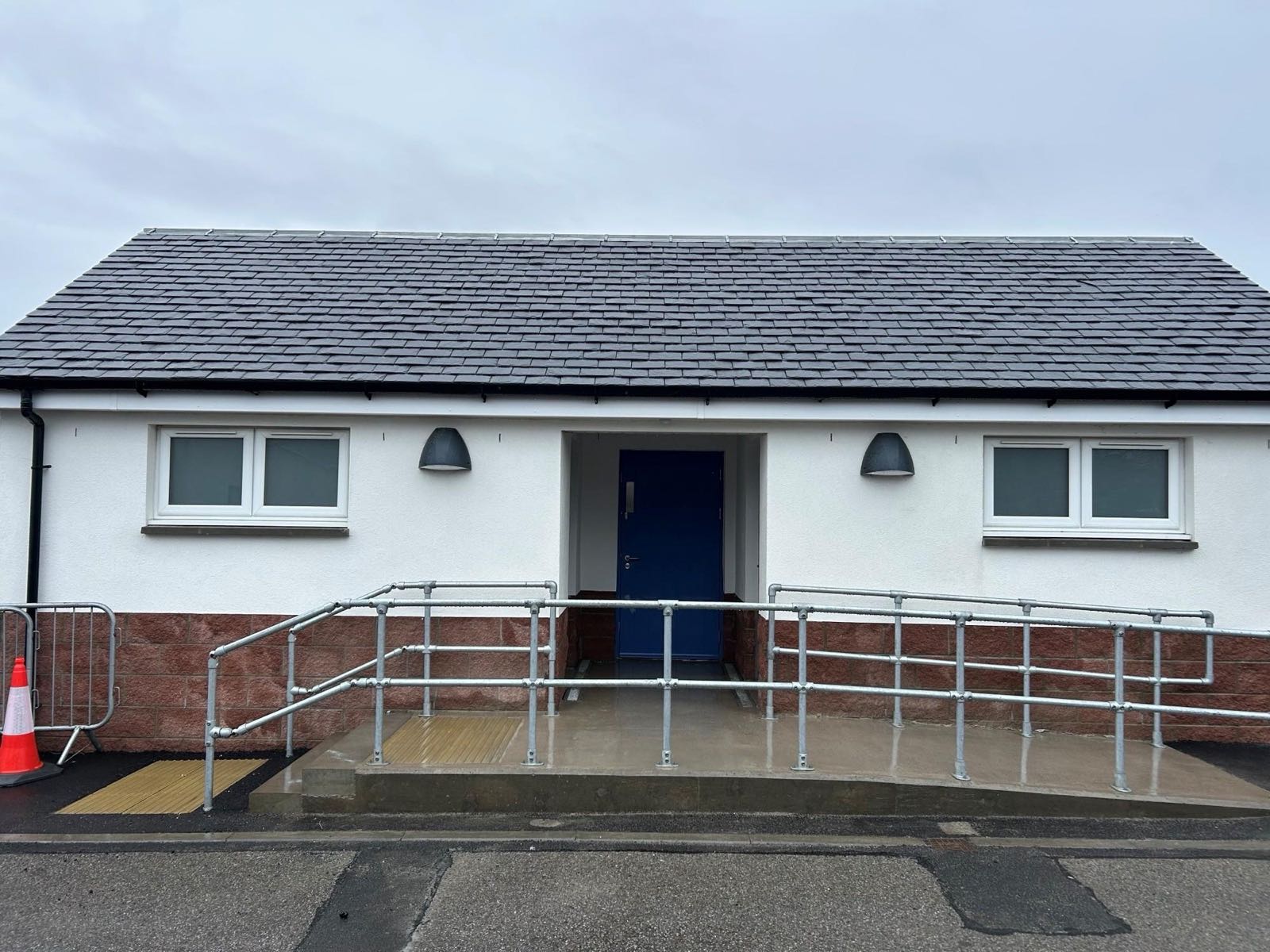 Completed terminal facilities building with accessible ramp