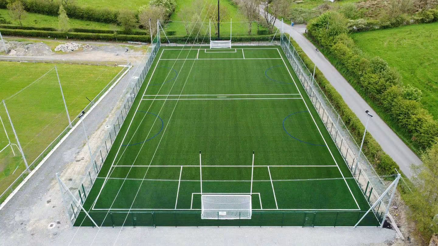 Aerial view of the completed 4G training pitch at Dorsey Emmets GAC