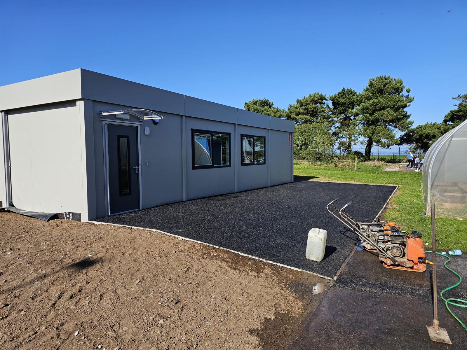 Completed modular classroom with new tarmac surfacing