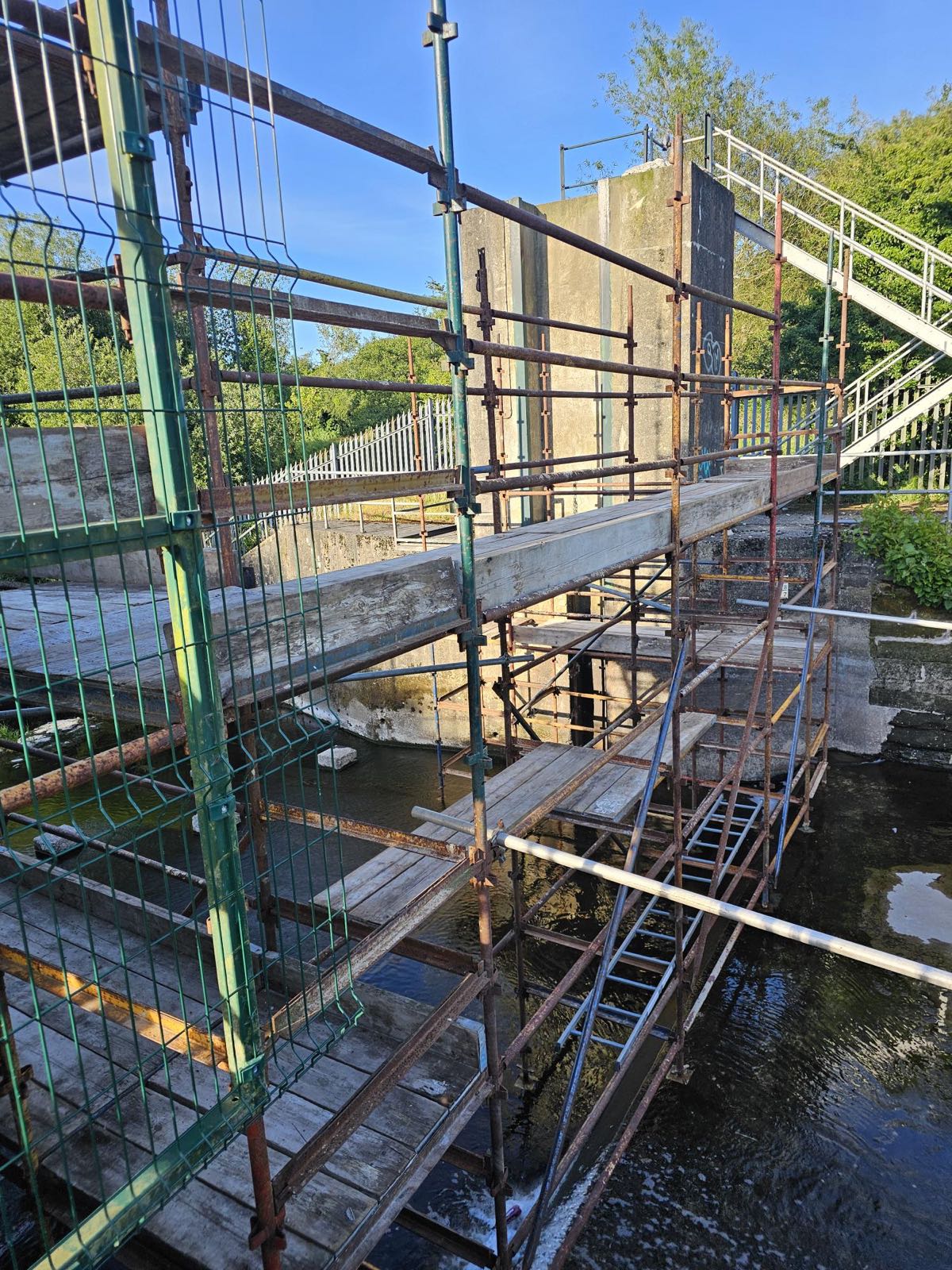 Scaffold access erected within the weir channel