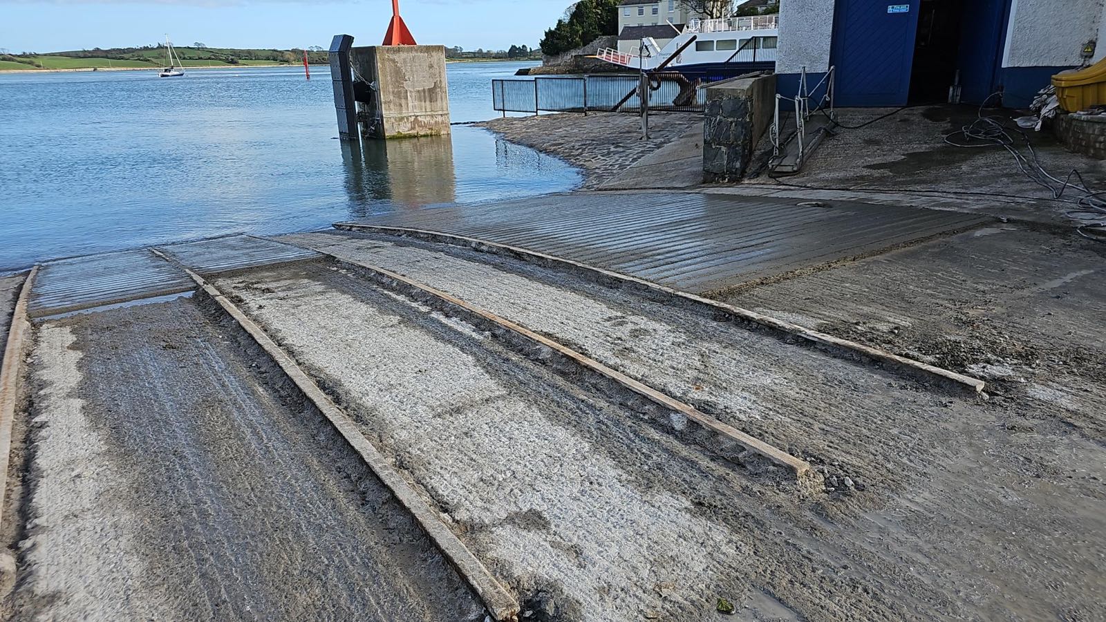 Finished slipway surface at the water's edge